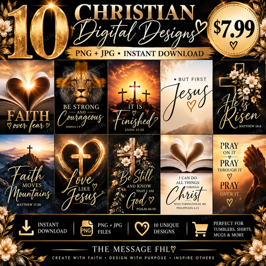 Christian Faith & Inspirational Sublimation Designs | 10 PNG & JPG Digital Downloads
